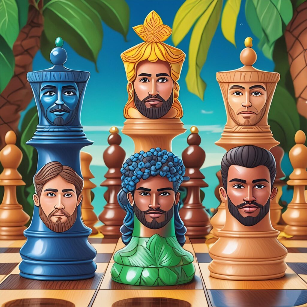 Um jogo de xadrez onde as peças tenham rostos humanos 68816